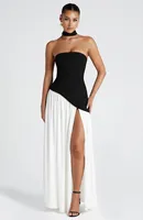 Nouvelles robes 2025 femme mode été gaine couleur unie robe fendue Sexy dos nu haute fente jupe vêtements pour femmes 1