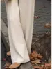 Soft waxy 100% cashmere wide-leg pants women's drooping feeling lazy wind knitted straight pants padded outer pants in autumn an 1