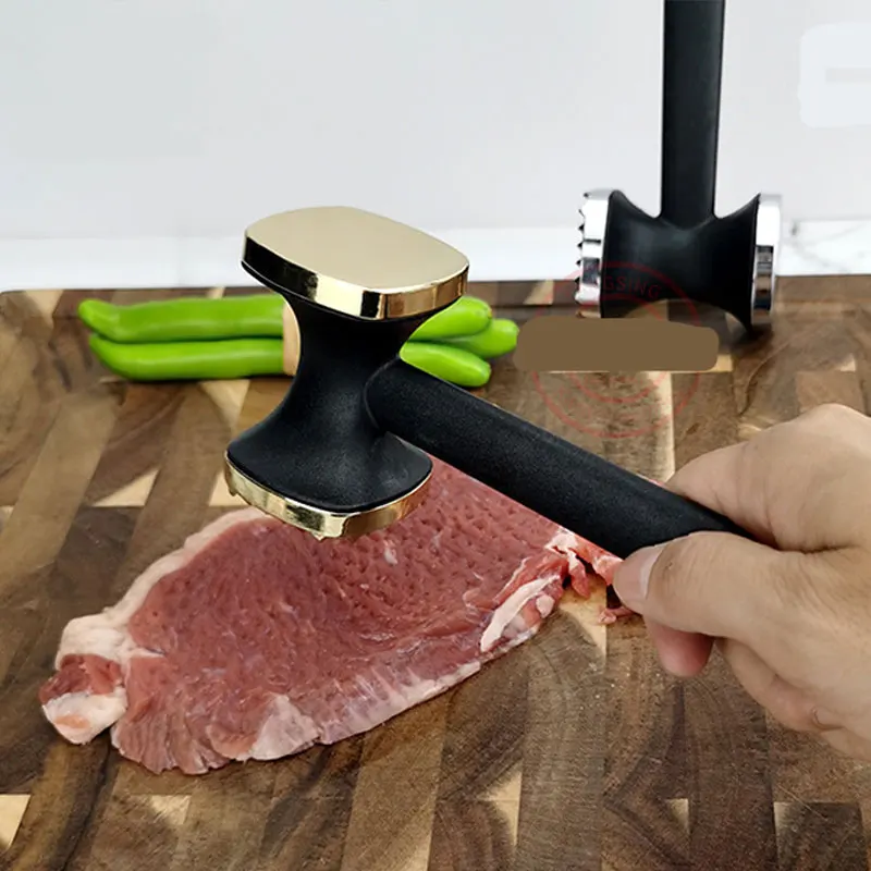 Meat Tenderizer Hammer Dual-Sided with Rubber Grip Kitchen Tool