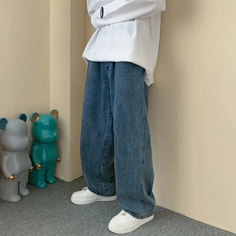 

Wide Leg Cargo Pants 2023 Streetwear Baggy Jeans New Spring Autumn Men Korean Fashion Loose Straight Male Brand Clothing Black