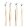 618 4Types Stainless Steel False Eyelash Tweezers Anti-static Pincet Curved Strip Lashes Extension Tweezer Makeup Tools Lashes 6