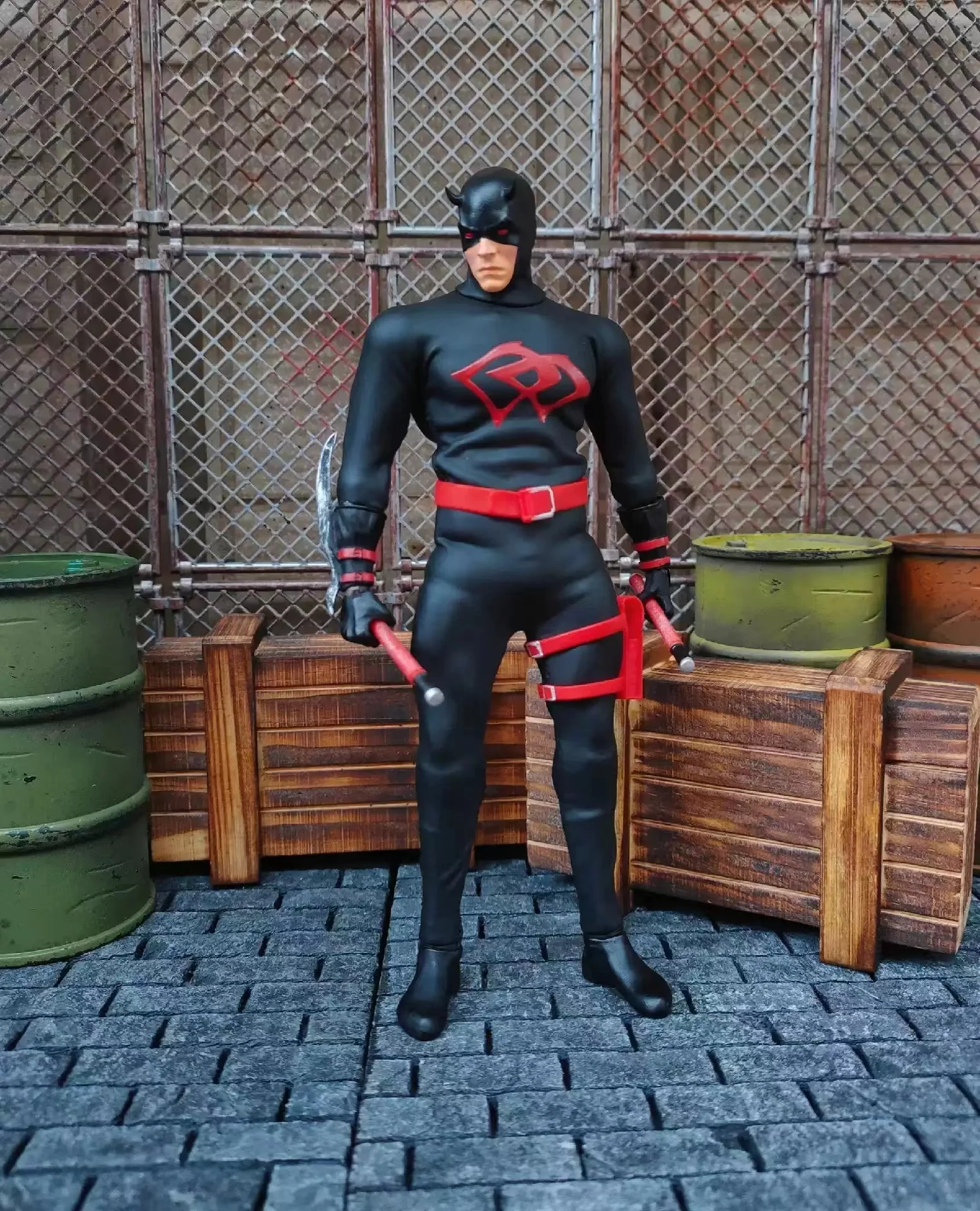 Figura Da Collezione In Scala 1/12 Classic Comic Daredevil Superhero Black Night Thug 6 Pollici Set Completo Uomo Soldato Action Figure Body