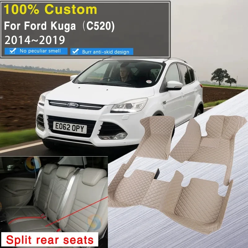 

Floor Mats For Ford Kuga Escape C520 2014~2019 Anti-dirty Pads Car Mats Floor Leather Mat Tapis Voiture Car Accessories Interior