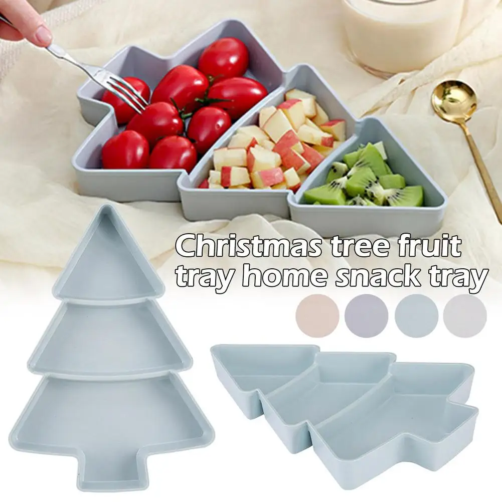 

New Christmas Tree Dried Fruit Tray Household Snack Plate Fruit Dish Box Plastic Melon Dried Candy Box Snack Lazy Seeds B1K3