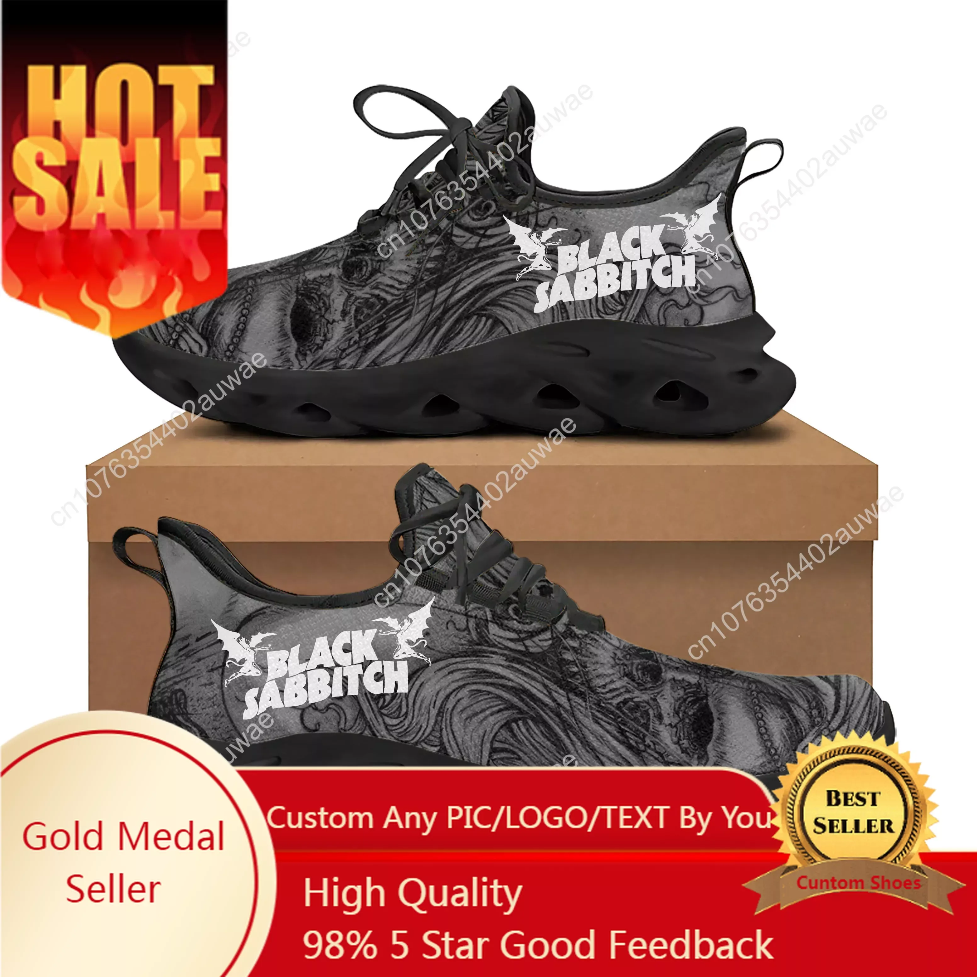 Black Heavy Metal Band Sabbath Sports Shoes Mens Womens Teenager Kids Children Sneakers Casual Custom High Quality Couple Shoes