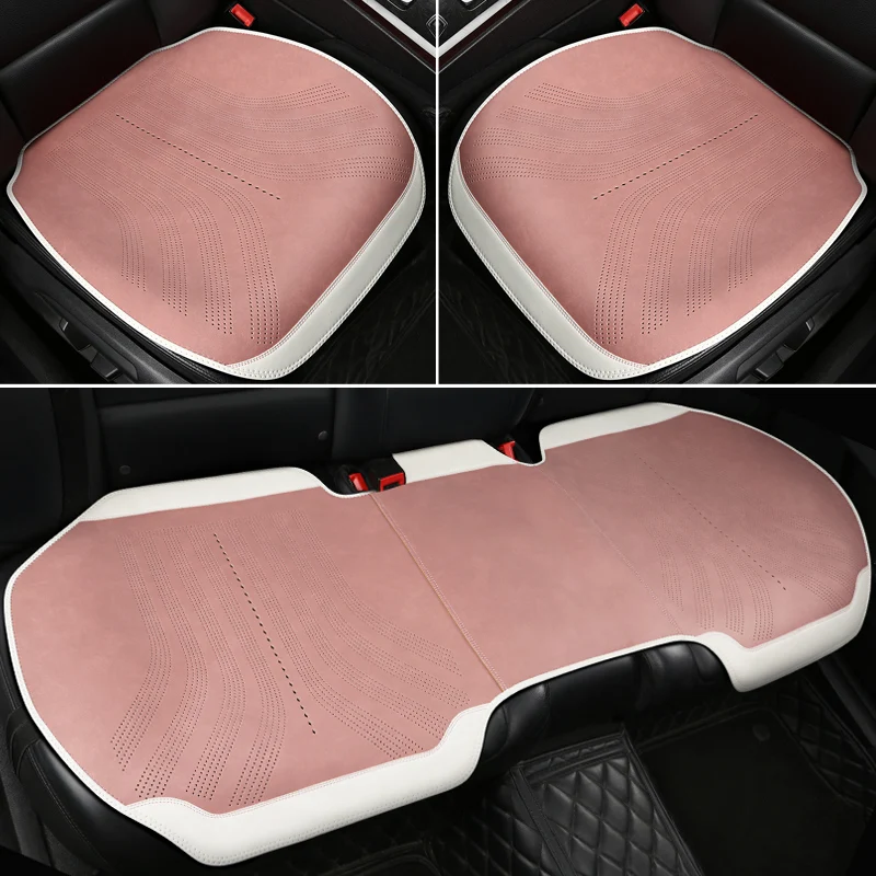 3 Fundas para Asientos de Coche, Cojín Interior para Asiento, Soporte Lumbar, Fundas Universales para Asientos, Accesorios para las Cuatro Estaciones, Cuero Artificial