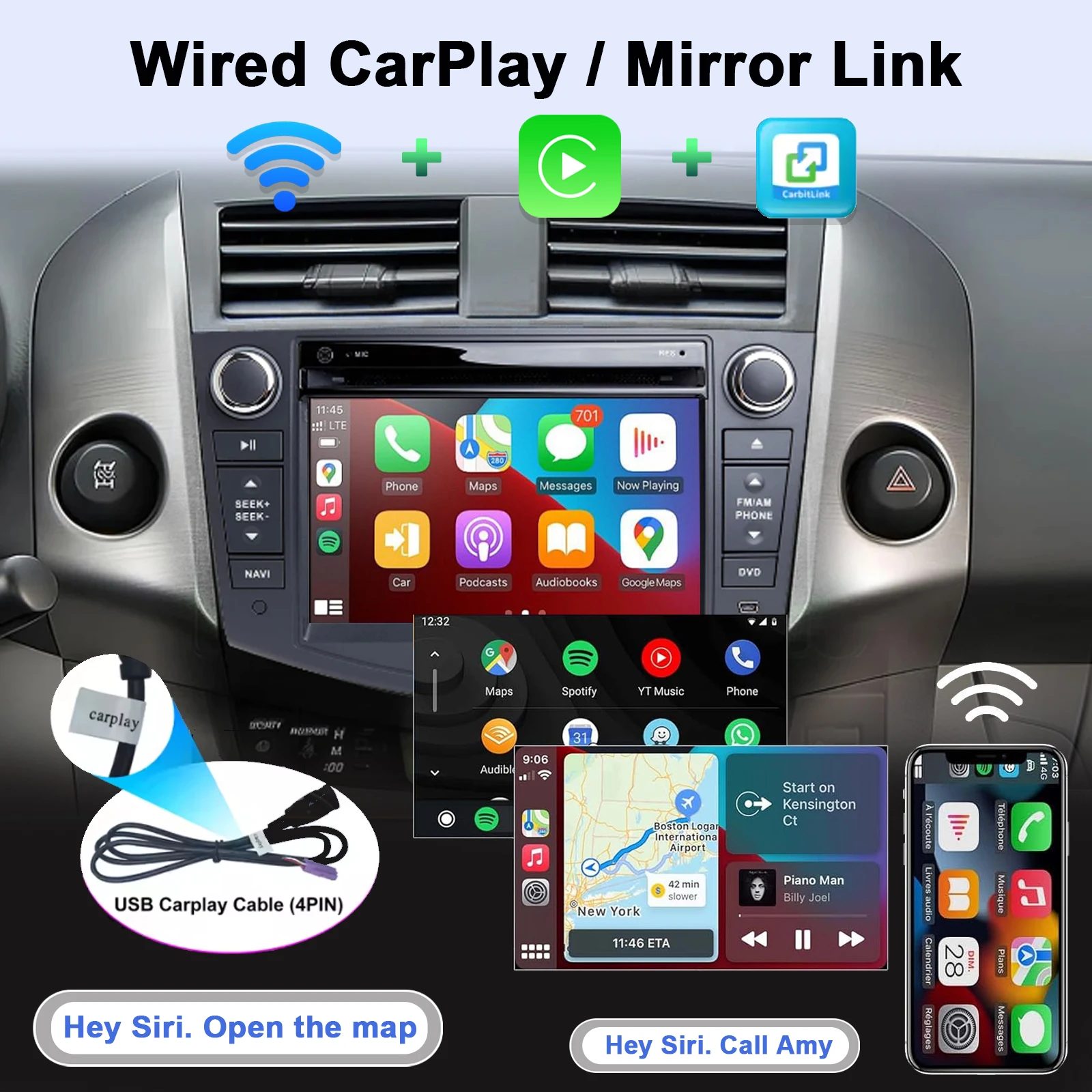 Android Car Radio for Toyota RAV4 2006-2012 Multimedia Player Supports CarPlay,