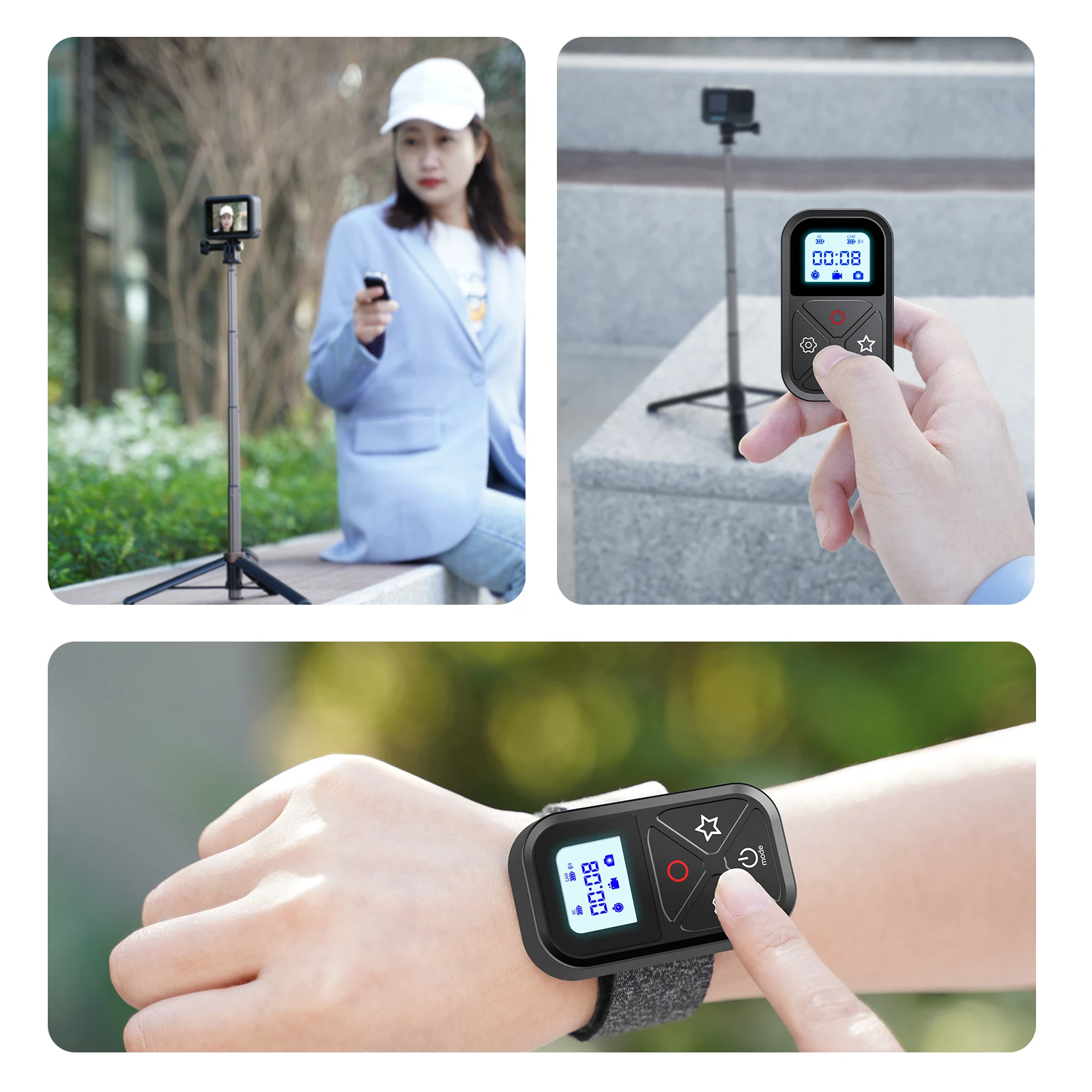 Telsin Bluetooth Remote GoPro 12/11/10/9/8/Max w/ Polsband Foto de Vakman