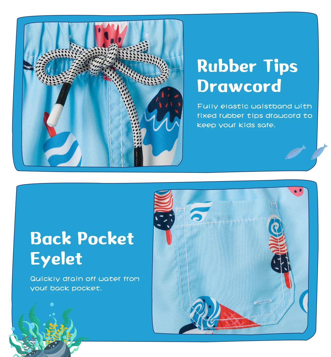 SURFCUZ Boys Swim Trunks Toddler Beach Shorts Swimwear Little Boys Bathing Suit Swimsuit 3-12 Years Kids Boy Summer Swim Shorts