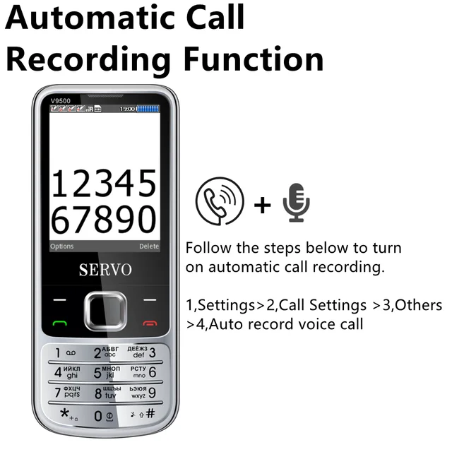 SERVO 4 SIM Card 4 Standby Mobile Phone Auto call recorder Speed dial Magic voice Phonebook 1000