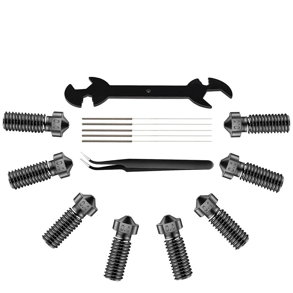 

8PCS Volcano Nozzle 0.4MM M6 Hardened Steel Printed Head for J-Head Hotend Extruder Parts for Artillery Sidewinder 3D Printer