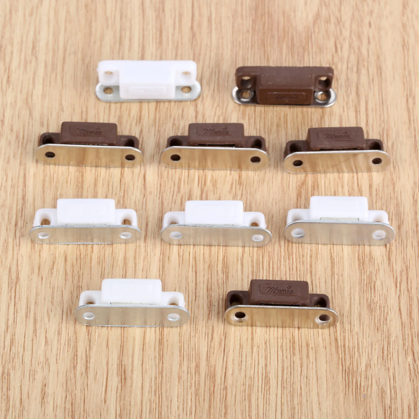 10ks white/brown malý magnetický dveře úlovky kuchyň kredenc šatník skříň závora dopadnout s lodní šroub skříň hardware 27*10mm