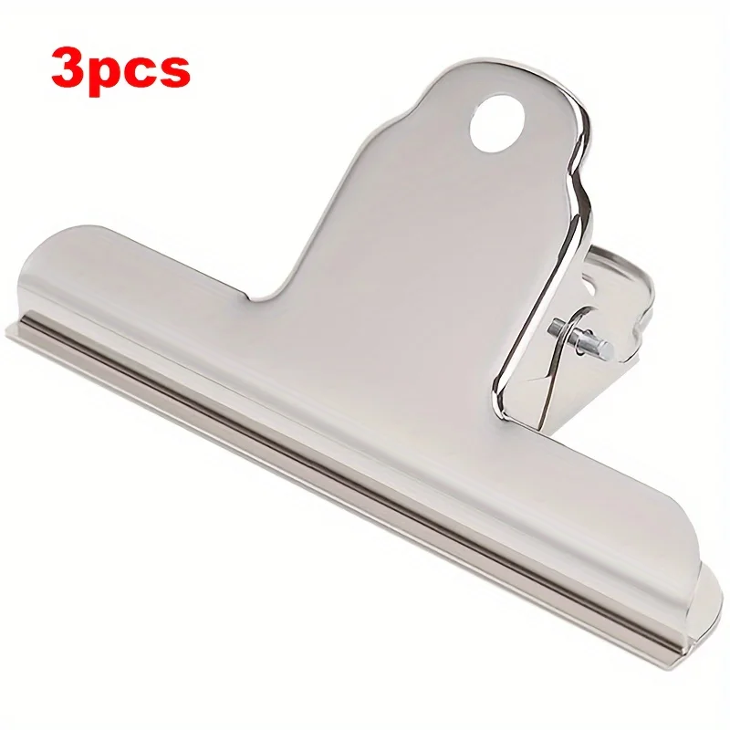 3-Pack Large Bull Paper Clips, 4-Inch Heavy-Duty Office File Clamps, Iron Money Binder Clamps for Home, School, and Office Suppl