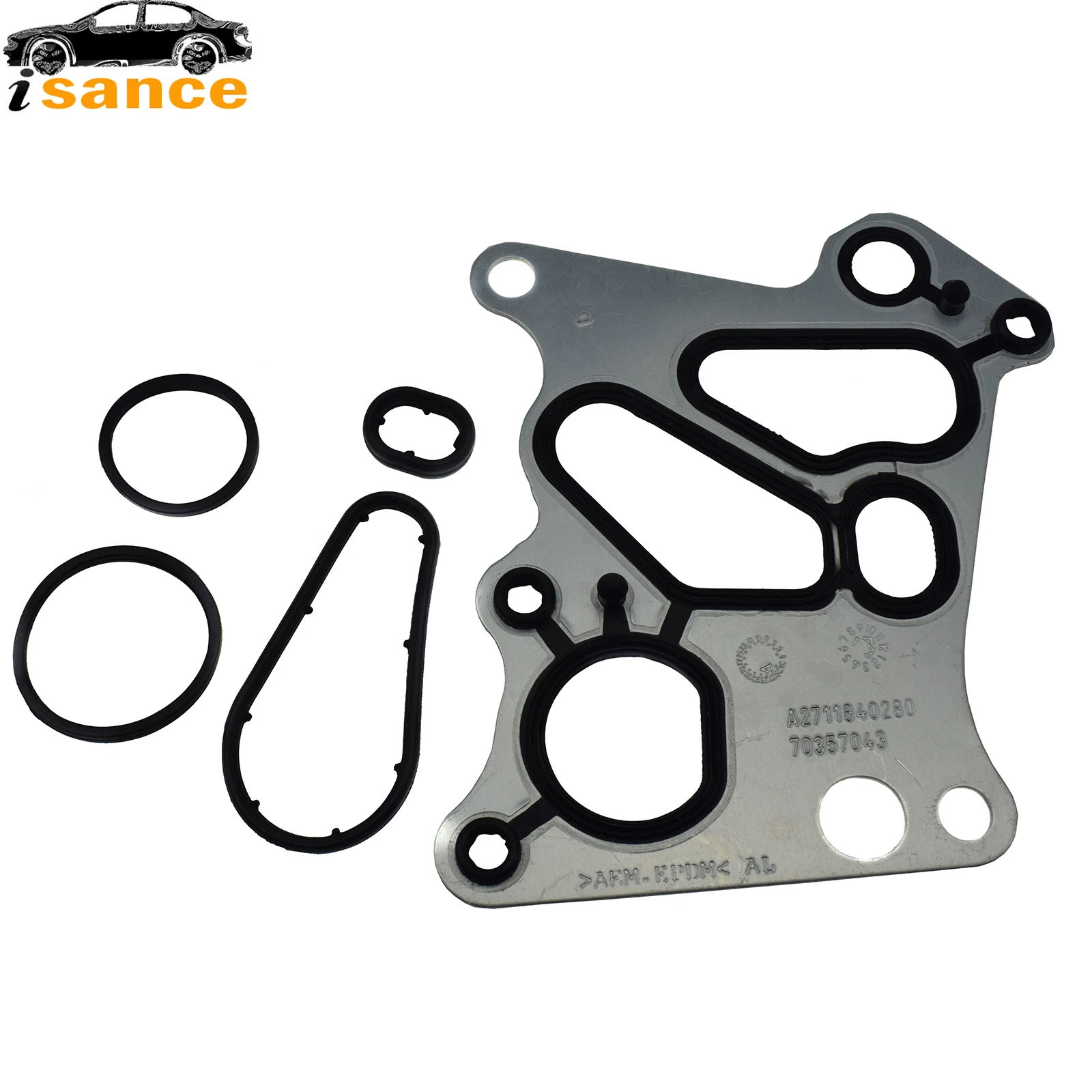Isance New Oil Filter Housing Gasket & O-Rings For Mercedes M271 W204 C180 C200 E200 SLK200 E400 E500 2711840280,2711840380