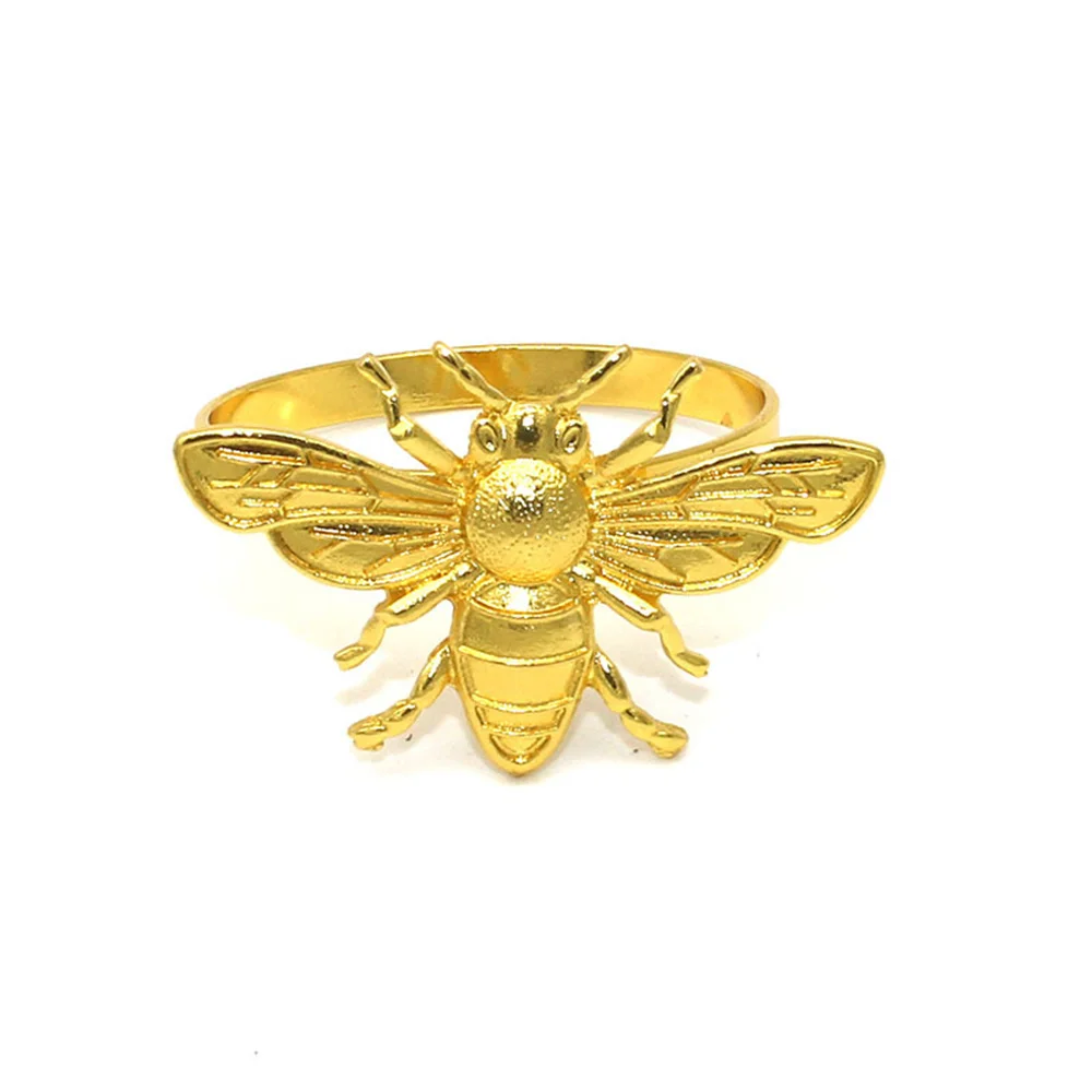 6Pcs Gold Napkin Rings Cute Bee Napkin Ring Holders for Christmas Thanksgiving Family Gatherings Wedding Decorations ERE92
