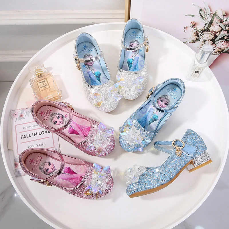 Fashion Elsa Princess Girls Shoes Frozen Cartoon Dress Shoes For