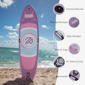 Inflatable Paddle Board with Stable Wing and Durable SUP Accessories, 10’ Inflatable Stand up Paddle Boards for Adults & 4