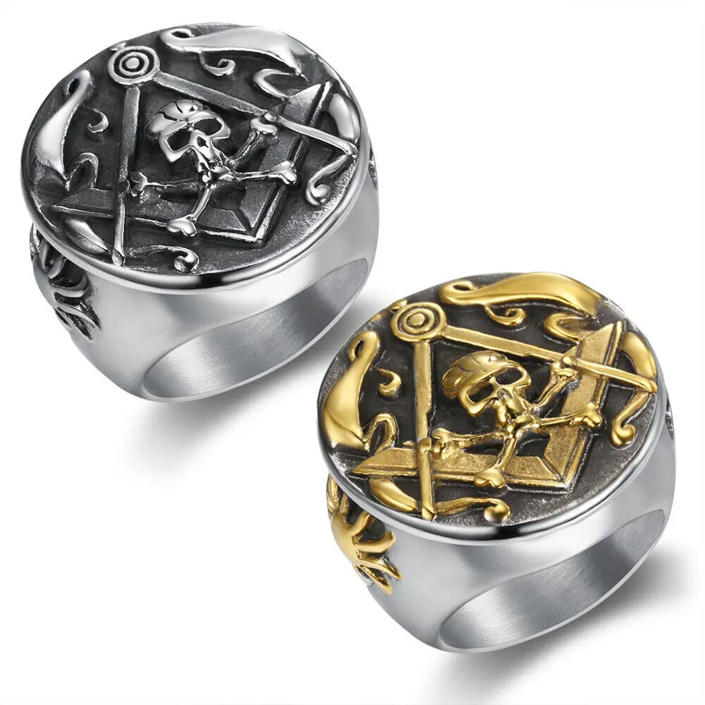 

Mens Stainless Steel Freemason Gothic Biker Masonic Skull Huge Rings Size 7-15 Fashion Jewelry Accessories
