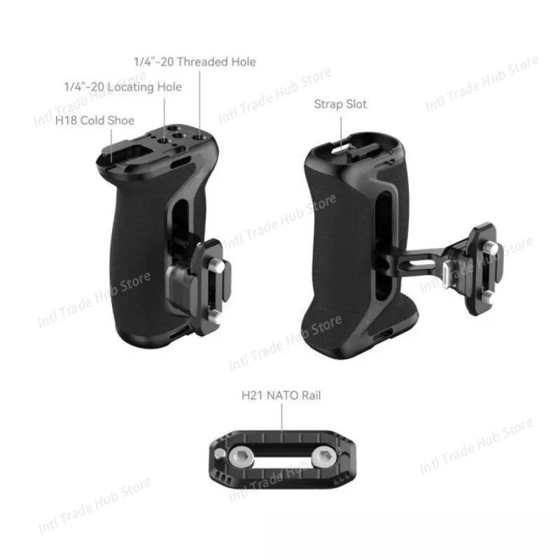 1/4-20 나사가 있는 사이드 핸들, DSLR 카메라 케이지용 범용 알루미늄 실리콘 그립, 콜드 슈 마운트 포함
