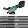 Gisam 125mm 7 Gears Brushless Angle Grinder Polishing Cutting Machine Electric Angle Grinder Power Tools for Makita 18V Battery 5