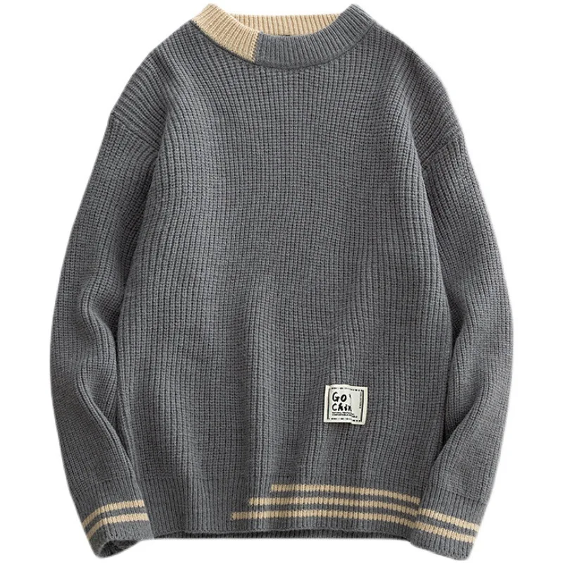 

Men's Sweaters Pullover Causal Knitted Sweaters Crewneck Korean Fashion Clothing Men 2023 Streetwear Solid Color Jumpers Men Top