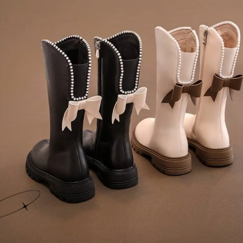 Long Boots for Girls and Children Winter Long Leather Boots Princess Foreign Girls Plus Cashmere Shoes baby boots winter snow boots