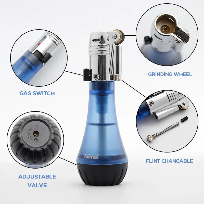 Funny Floating Flame Lighter Ghost Fire Unusual Lighters Refillable Butane Soft Flame Lighter with Visible Gas Window butane gas lighter cigarette lighter