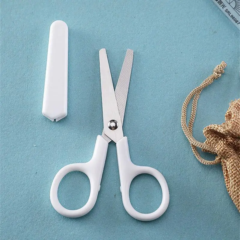 Simplicity Scissors Mini Creative Korean White Solid Color Stainless Steel Stationery Scissors Small Lovely Student