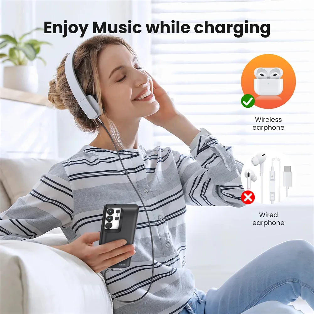 삼성 갤럭시 S26 S25 S24 S23 S22 S21 S20 울트라 플러스 배터리 케이스용 파워 커버 10000mAh 휴대용 보조배터리 충전 커버