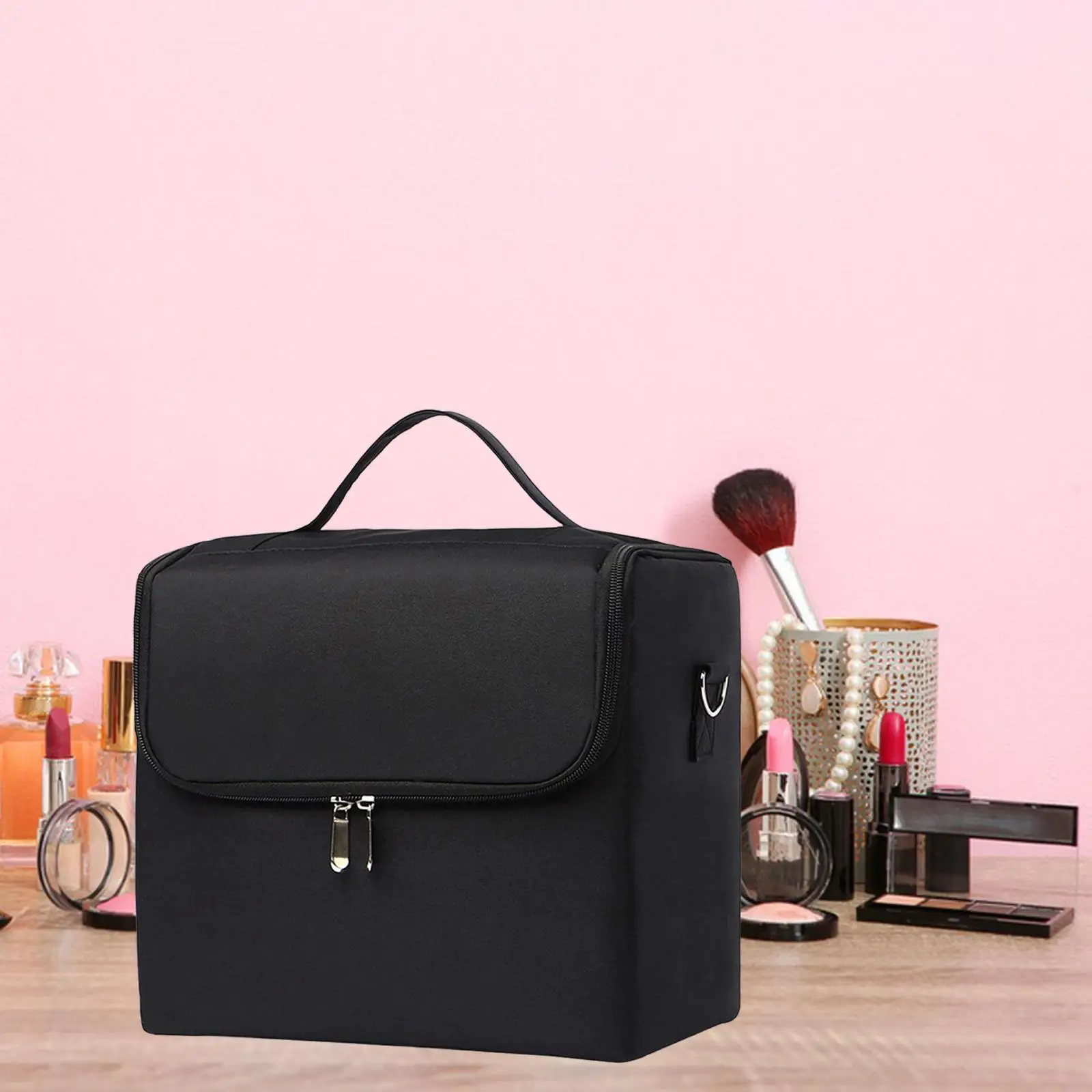 Travel Makeup Bag Waterproof Cosmetic Bag Multifunctional 28x20x25cm Lightweight Makeup Box Case Pouch