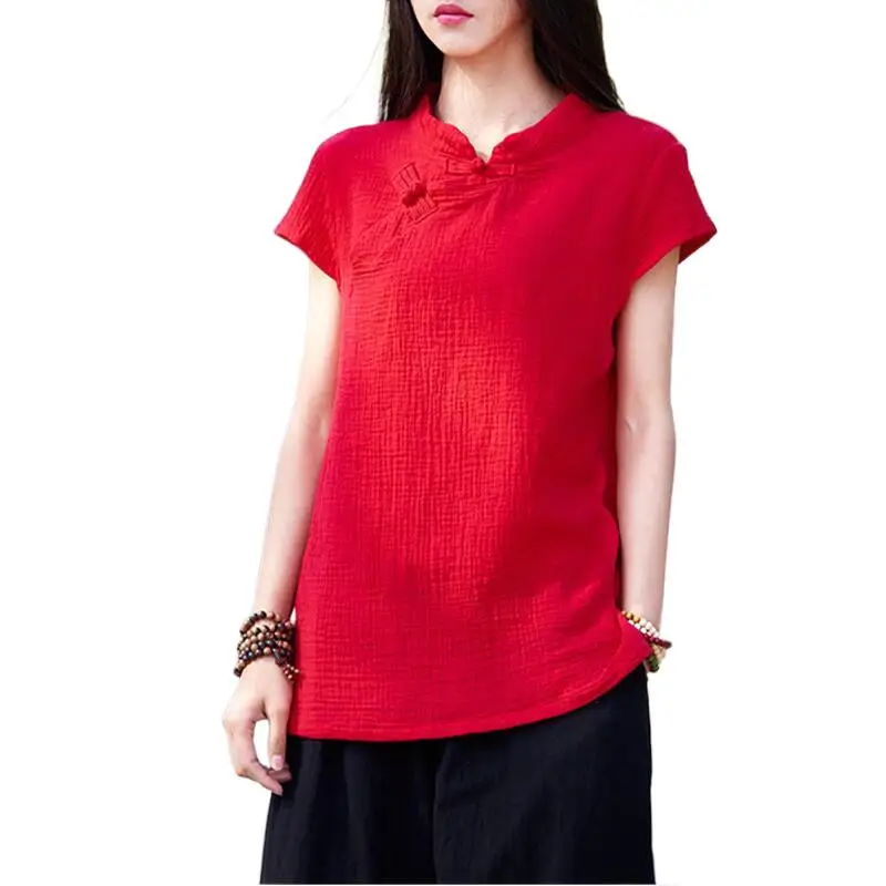 

Chinese Style Vintage shirts 2023 Summer New Women Retro Temperament Clothing Comfortable Vestido Tops blusas mujer y2k