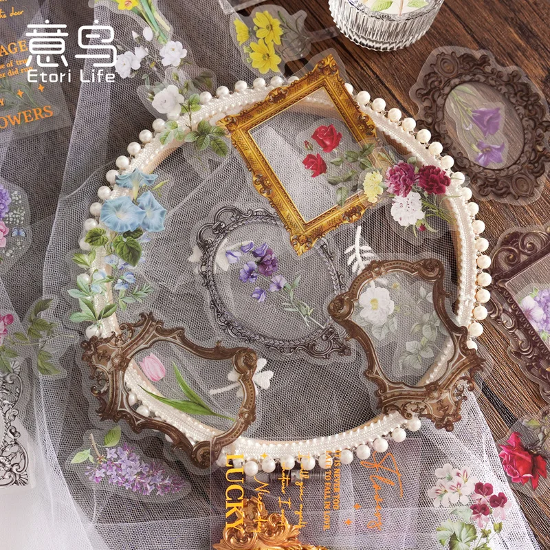 꽃 액자 스티커 팩 DIY 장식 문구 앨범, 일기 컵 노트북, 휴대폰 장난감, 스크랩북, 30 개/세트