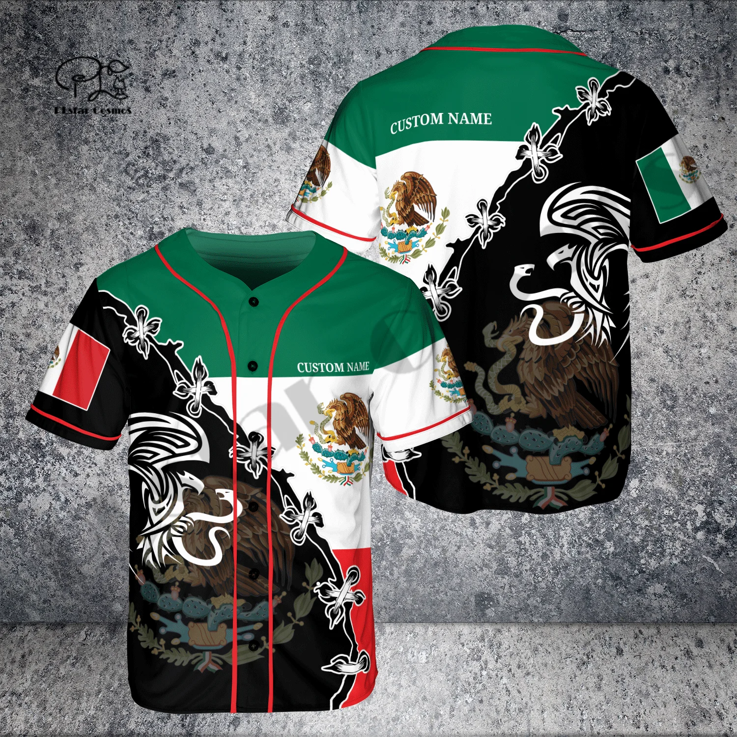 PLstar Cosmos Mexico Custom Name Baseball Shirt Jersey Summer NewFashion 3DPrint Funny Beach Short Sleeve Sport Casual A-1