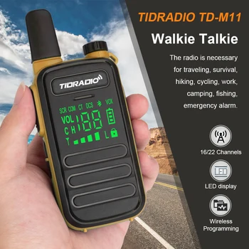TIDRADIO 2pcs TD-M11 Mini Walkie Talkie FRS Long Range Rechargable Portable Kids Two Way Radio Type-C Charger for Camping Trip 4
