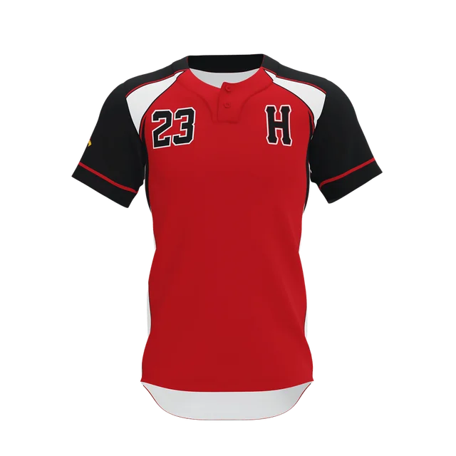 Custom Ombre Red Grey Full Button Baseball Team Jerseys | YoungSpeeds