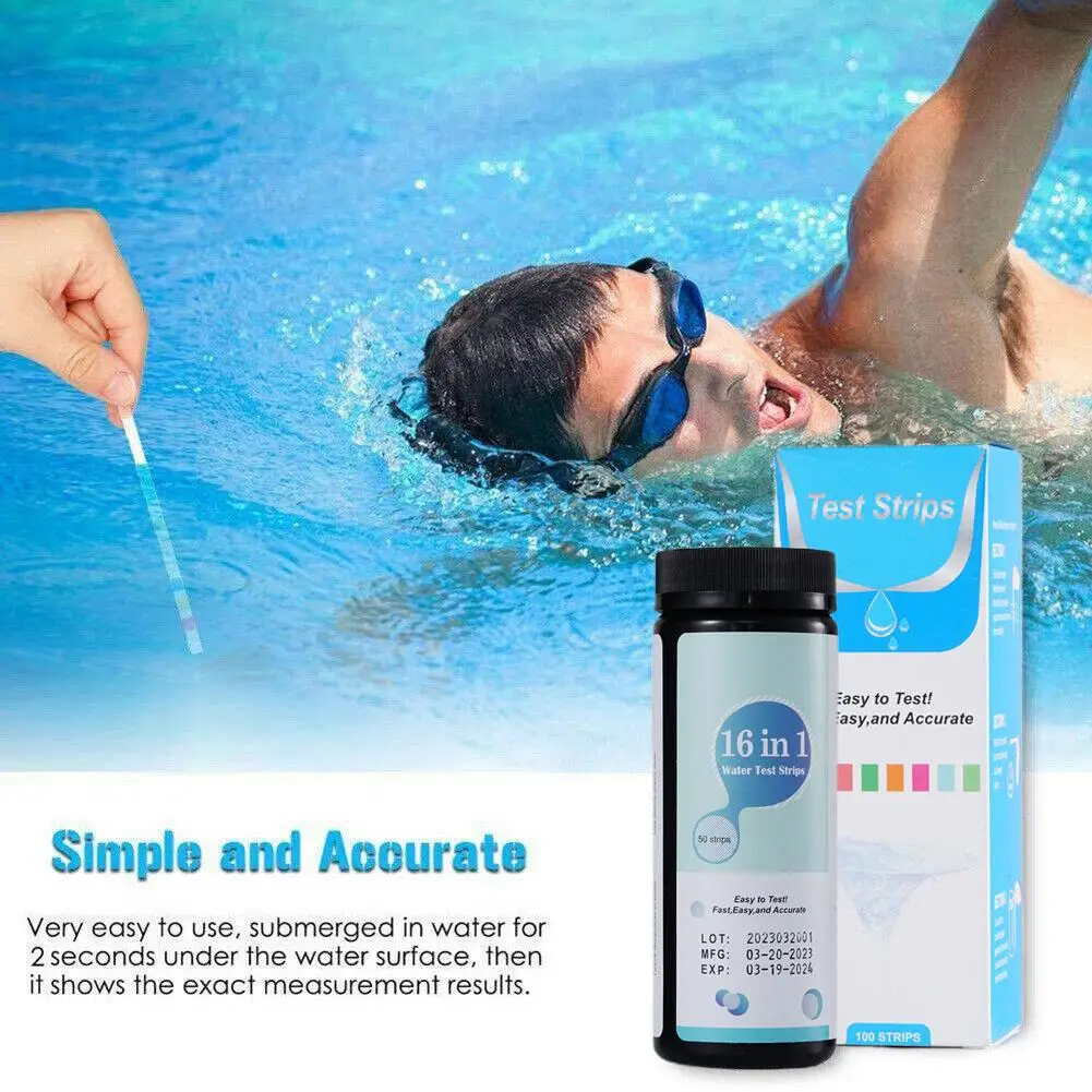 50/100PCS 16 In 1 Drinking Water Test Kit PH Hardness Test Strips Chlorine Iron Nitrate Nitrite Lab For Testing Spa L9K7