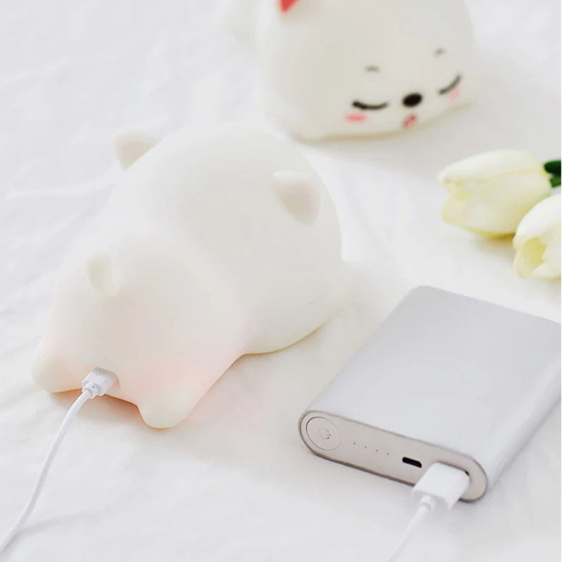 dinosaur night light Animal USB Rechargeable Night Light Cat Silicone Night Lights Touch Sensor Bedroom Bedside Lamp With Remote For Kids Baby Gift unicorn night light