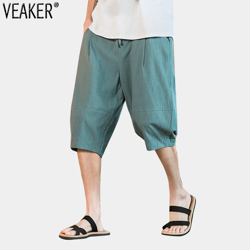 

2022 New Men's Cotton Linen Shorts Solid Color Short trousers Male Summer Breathable Linen Shorts Casual Pants M-5XL