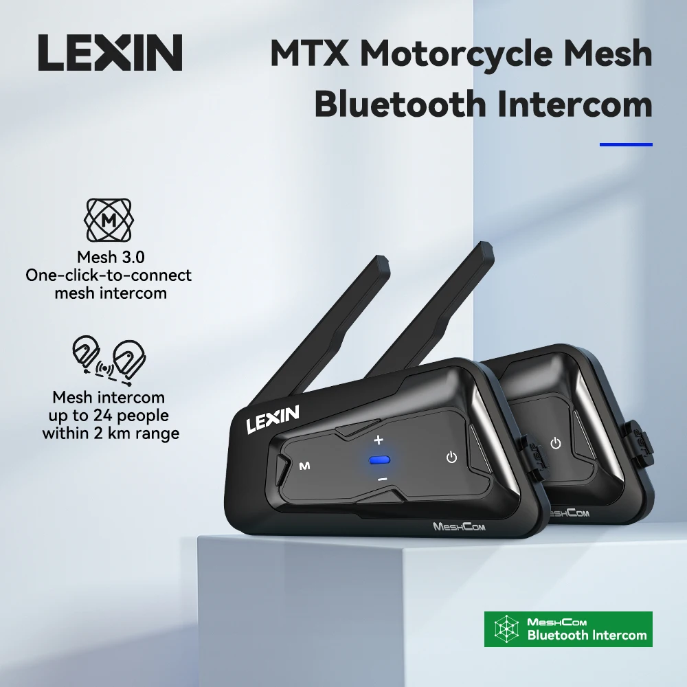 LEXIN-MTX 2 шт. мотоциклетная сетка и bluetooth-гарнитура, с сеточной системой связи, параллельная аудио-Интерком, 24 всадника