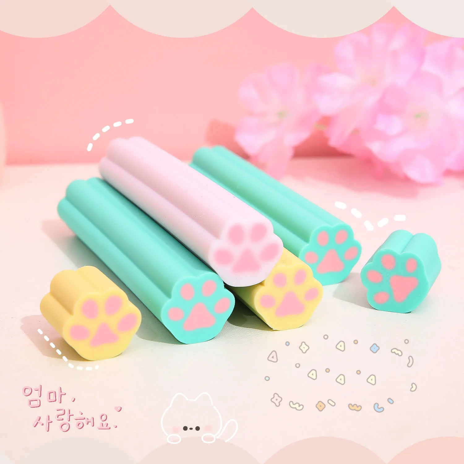 1 Piece Lytwtw's Stationery Kawaii Cat Paw Box Student School Office Supplies Children Erasers For Kids Gift Pencil Rubber