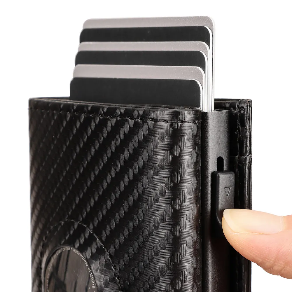 Carbon Fiber ID Credit Bank Card Holder Wallet Luxury Brand Automatic Pop Up Men Anti Rfid Blocking Protected Money Wallets