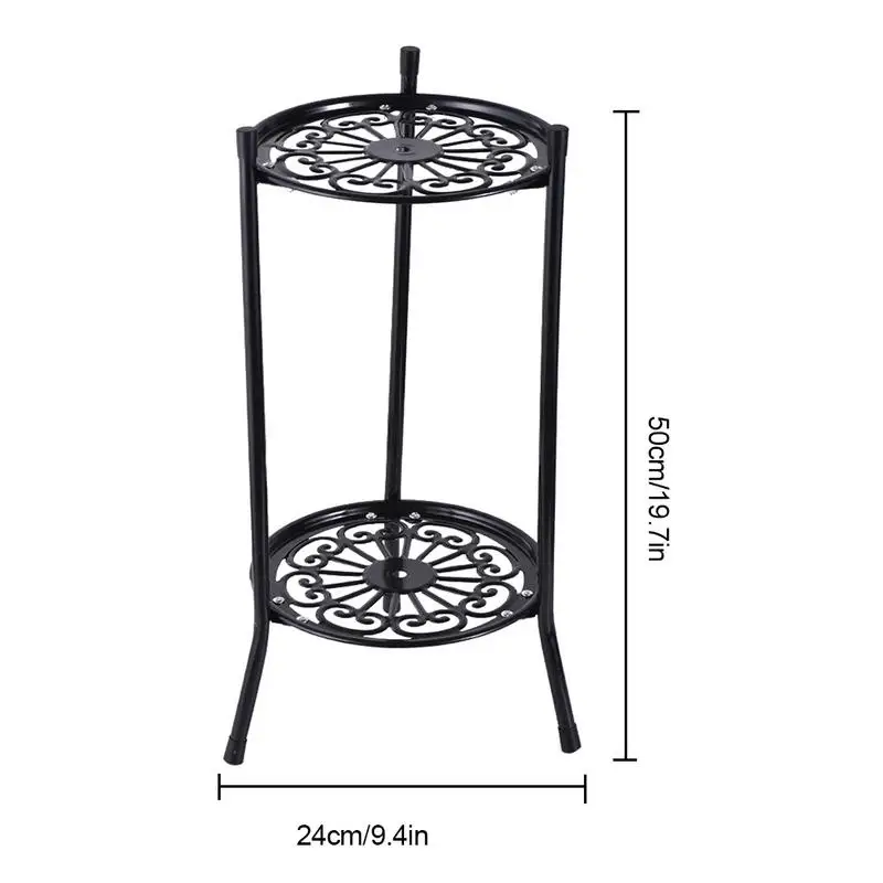 2-Tiered Tall Plant Stand Metal Plant Shelf Supports Rack for Indoor Outdoor Home Decoration Flower Pot Garden Decor images - 6