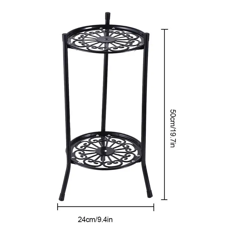 2-Tiered Tall Plant Stand Metal Plant Shelf Supports Rack For Indoor Outdoor Home Decoration Flower Pot Garden Decor