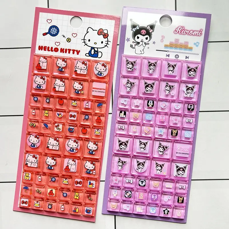 Hello Kitty 3D Square Stickers Anime Phone Laptop Luggage Decoration Creative DIY Rhinestone Decal Kids Toys Cartoon Gift
