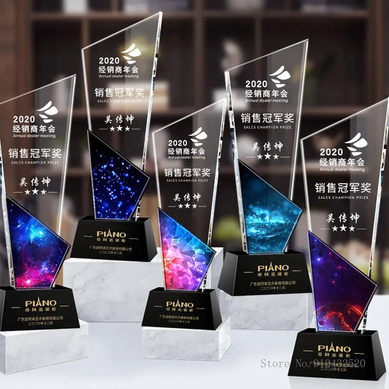 Customized Crystal Trophy, Color Printing as a Prize, Sports Movie Award, Delivery on a Commemorative, Home Decoration