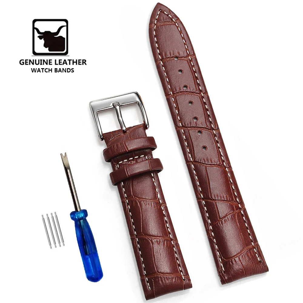 Luxurious Genuine Leather Watch Band Strap with Tool - High-Quality Wrist Belt Bracelet