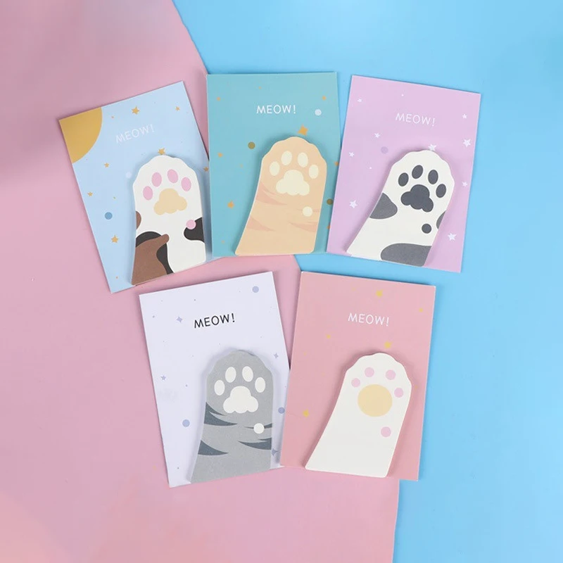 

30sheets Cute Cat Paw Memo Pads Kawaii Sticky Notes Message Notepad Journal Planner Decoration Korean Stationery Office Supplies