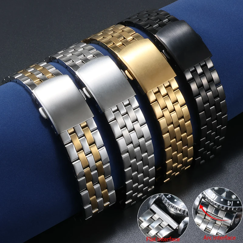 

Universal stainless steel strap Curved end watchband bracelet wristband 16mm18mm 20mm 22mm 24mmfor TISSO-T Seiko CITIZEN belt
