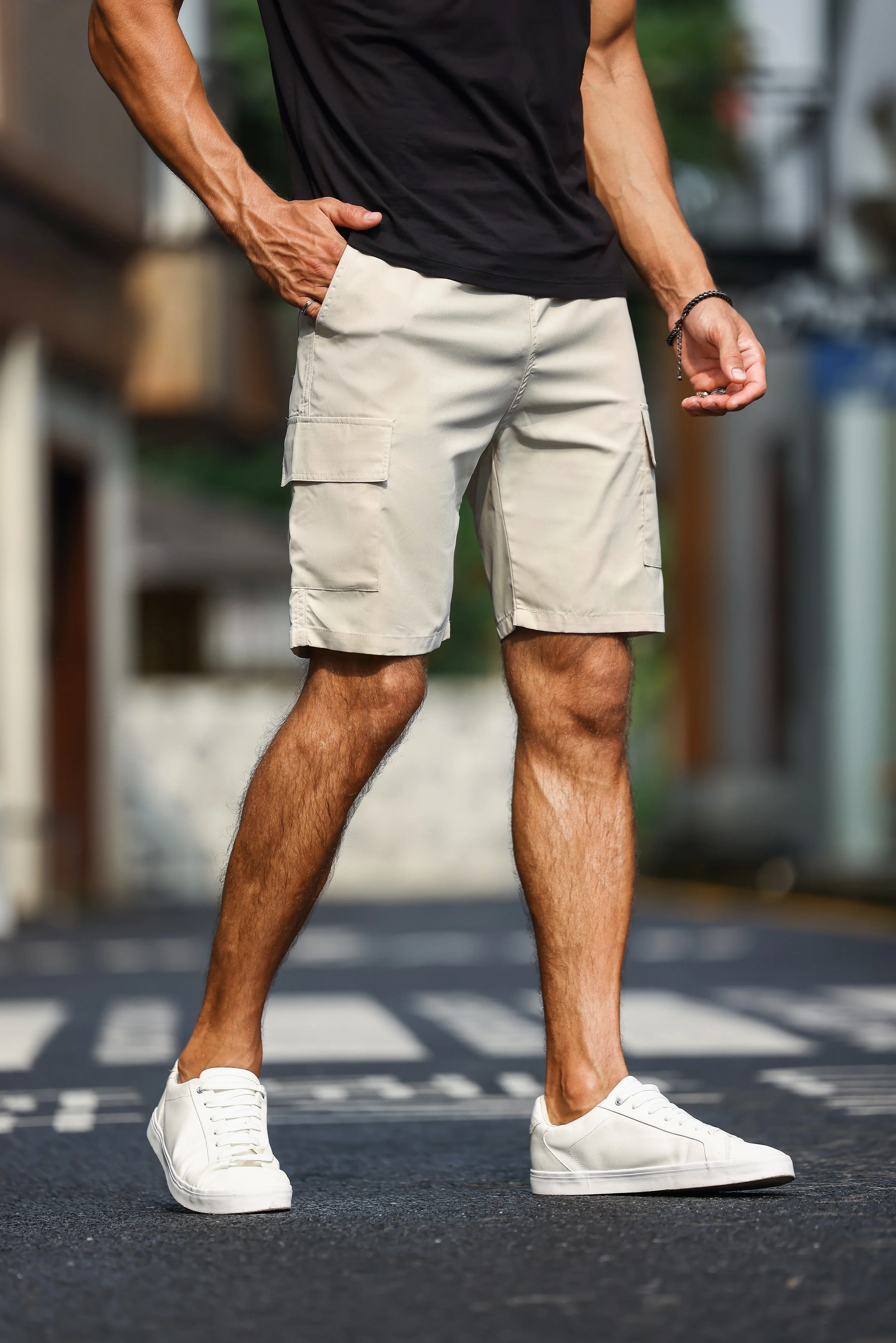 Men's Plain Casual Comfy Cargo Shorts, Summer Clothing, Bermuda Shorts 5