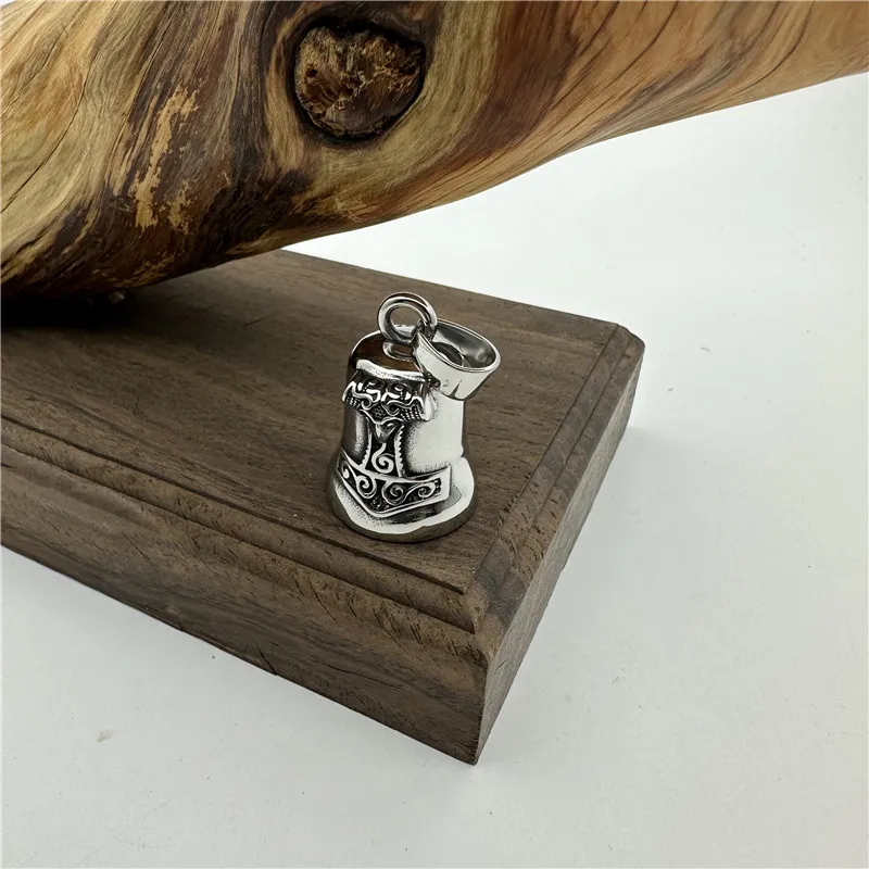 Golden Silver Plated Thor Necklace 316L Stainless Steel Jewelry Punk Biker New Polishing Bell Pendant 2